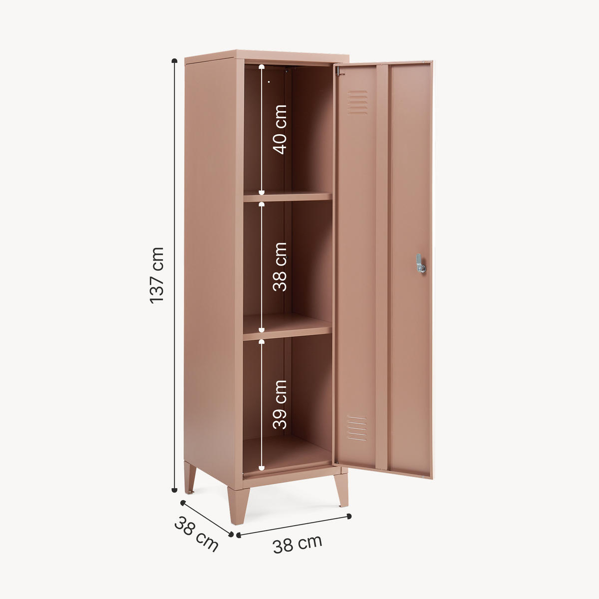 EINZELSPIND Kurikka - Hellbraun, Metall (38/137/38cm) - [en.casa]