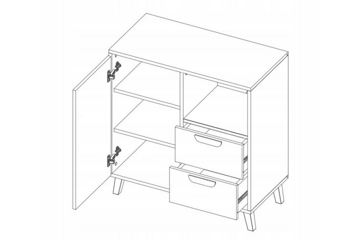 KINDERKOMMODE JUSTIN 09 80 cm breit in Weiß / Graphit / Grau / Eiche - Eichefarben/Graphitfarben, Holzwerkstoff (80/84/40cm) - Deine Möbel 24