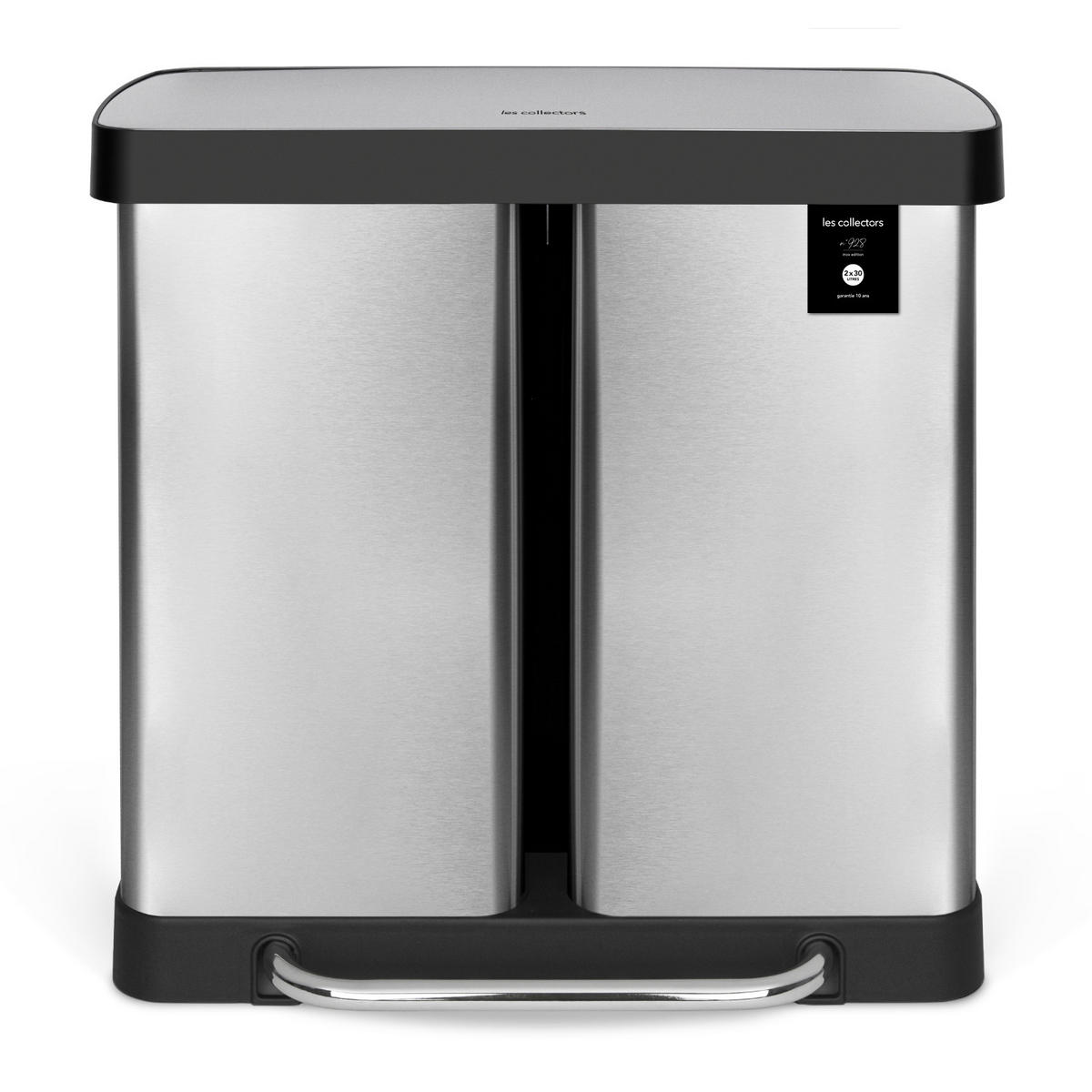 RECYCLINGMÜLLEIMER 60L, 2x30L Behälter inox edition N°928 - Silberfarben, Metall (58.5/61.5/30.5cm) - Les Collectors