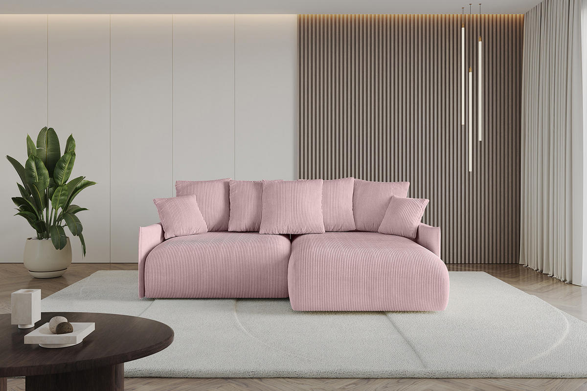 ECKSOFA Ottomane rechts ONESK-L -v1 216x177x72 Rosa Cord - Rosa, Holzwerkstoff/Kunststoff (177/216cm) - ALTDECOR
