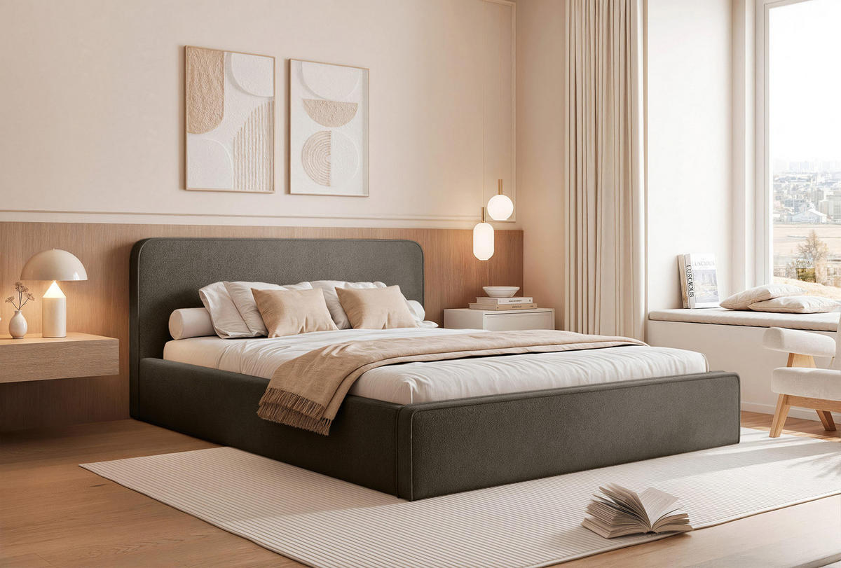 POLSTERBETT Monteli 180x200 cm, Dunkelbraun - Dunkelbraun, Textil (180/200cm) - Fedve