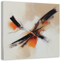 LEINWANDBILD Abstrakte beige-schwarz-orange 50x50cm - Orange, Textil (50/50cm) - Feeby