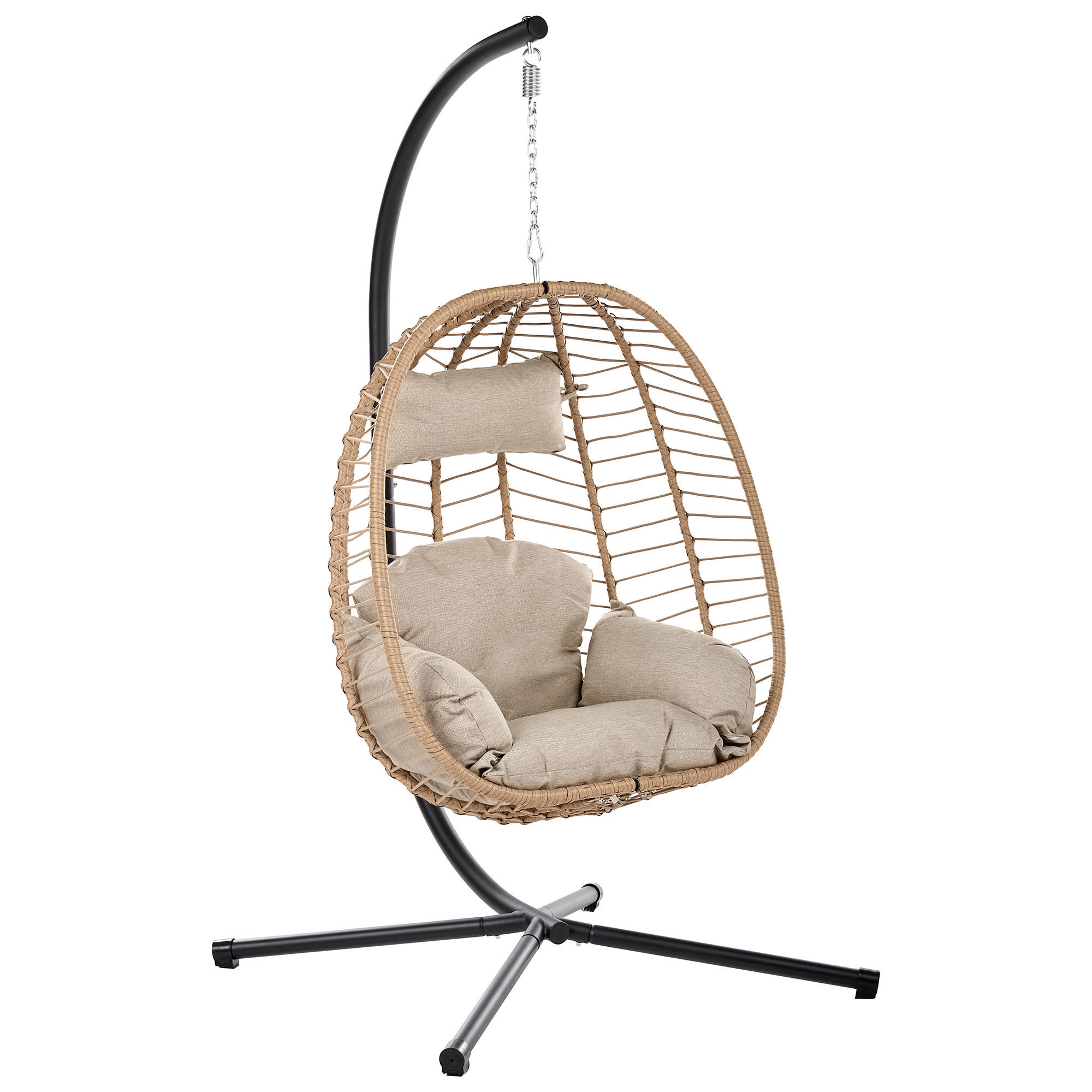 Beliani Hängesessel Beige, Natur, Schwarz 104x195x102 cm