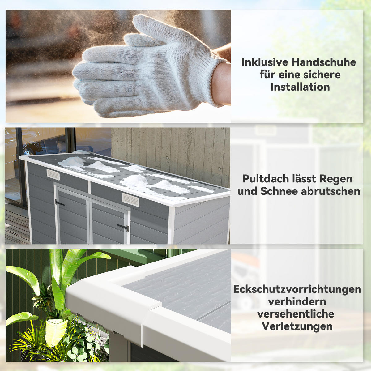GARTENSCHUPPEN DE-08110 mit Boden, Fenster & abschließbaren Türen Grau - Grau, Kunststoff (125/183/238cm) - ComfortXL