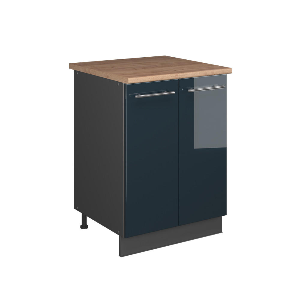 SPÜLENUNTERSCHRANK Fame-Line, Dunkelblau Hochglanz/Anthrazit, 60 cm - Anthrazit/Dunkelblau, Holzwerkstoff (60/82/60cm) - Vicco