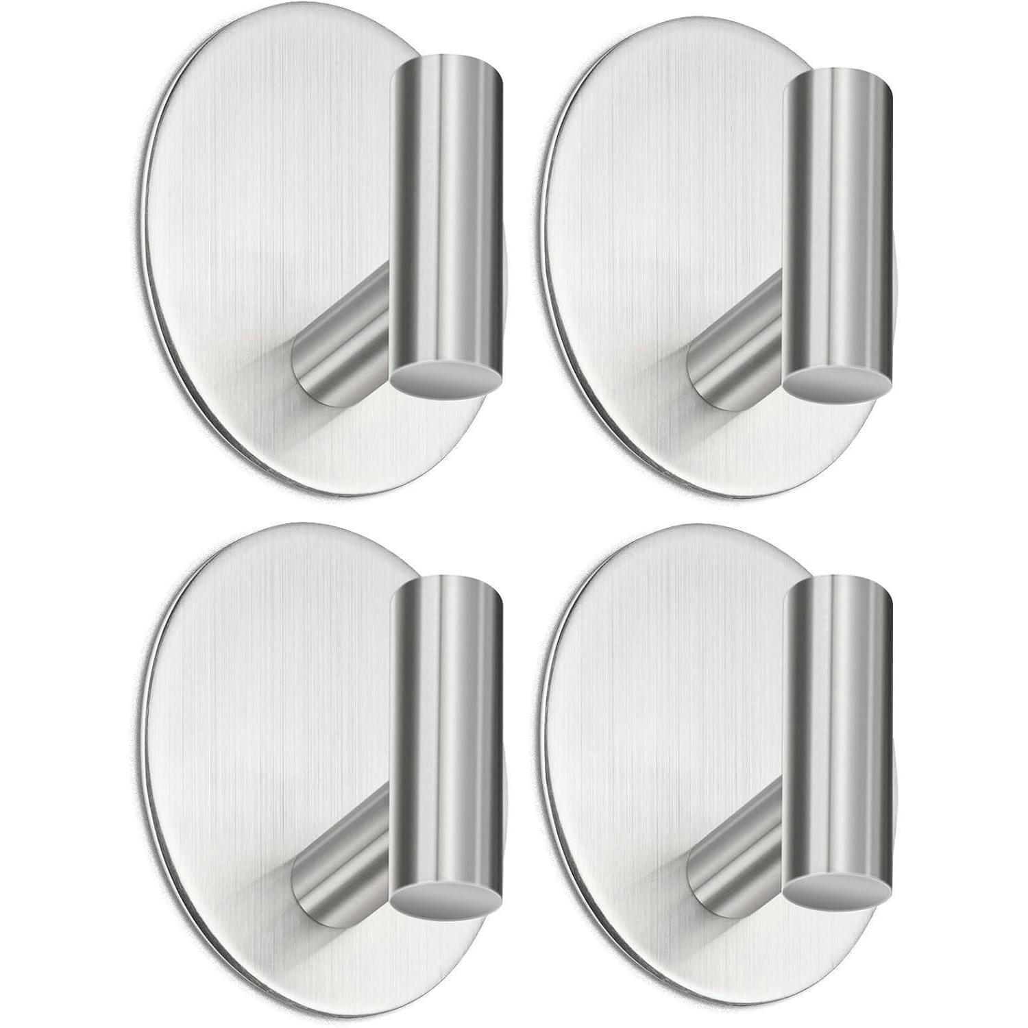 KLEBEHAKEN Edelstahl 4er Set Silber - Silberfarben, Metall (4.5/3/6cm)