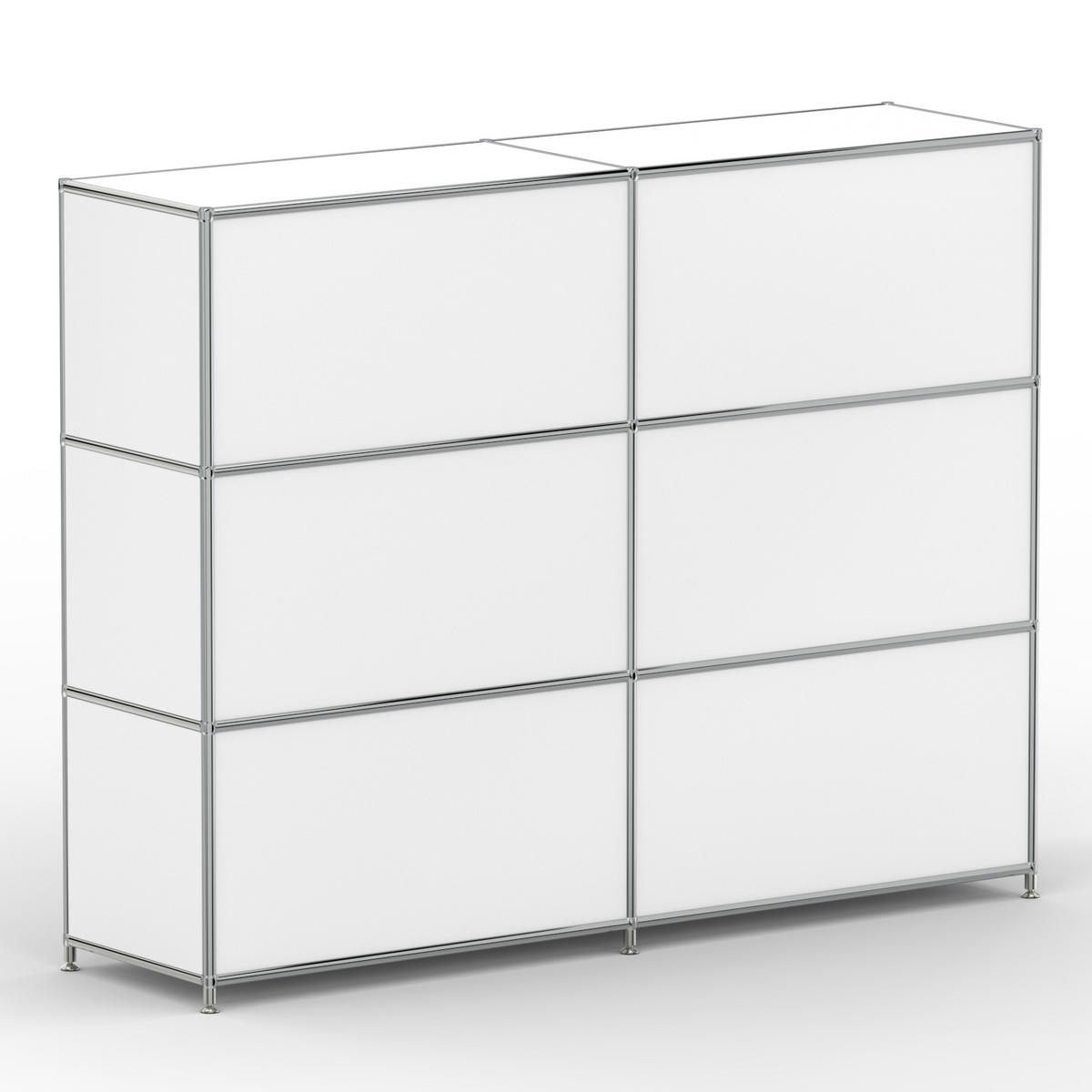 AKTENSCHRANK Büro, 6 offene Fächer, Breite 152 cm, Signalweiß - Chromfarben/Weiß, Metall (40/118/152.2cm) - Versee
