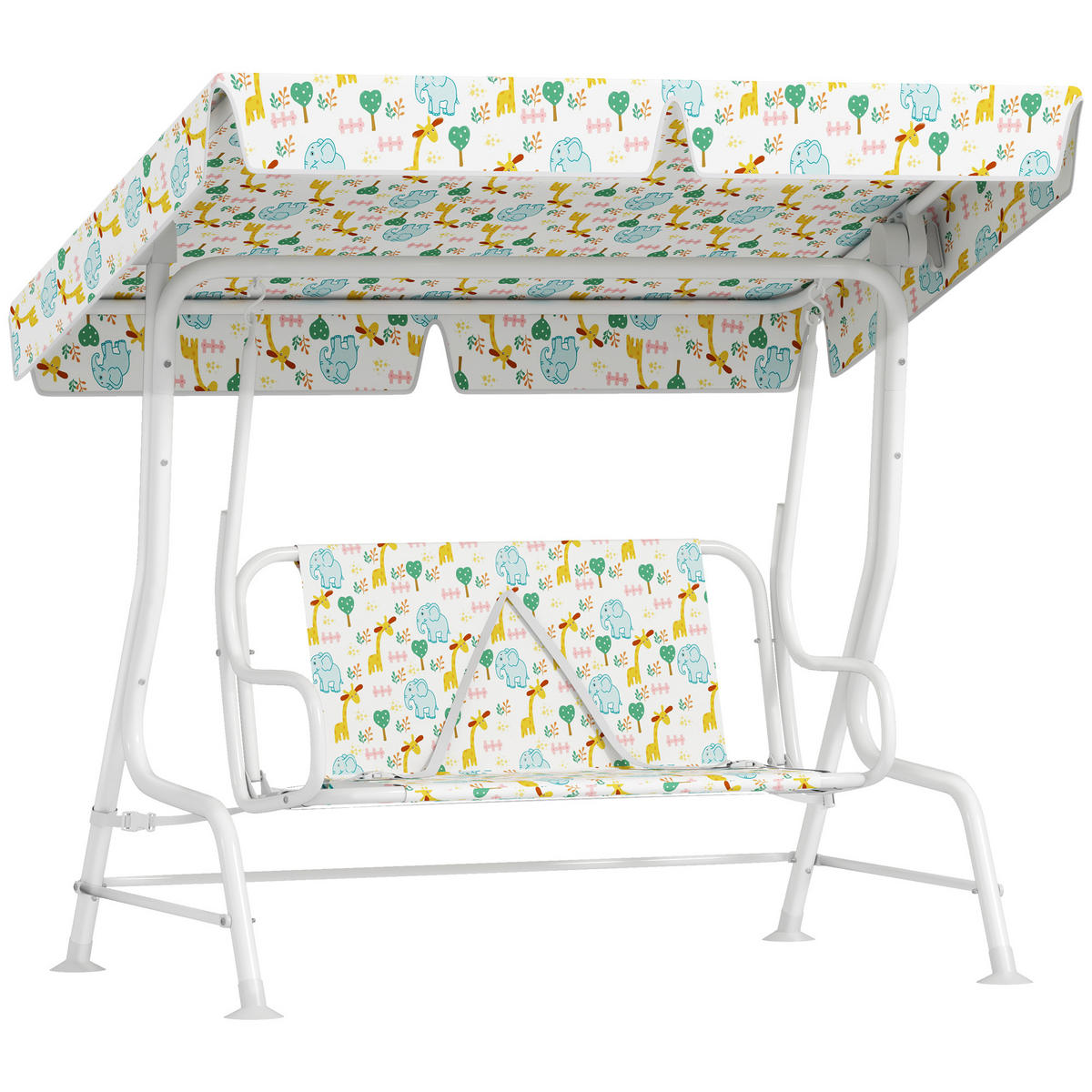 KINDER HOLLYWOODSCHAUKEL, Weiß, Stahl, Polyester - Weiß, Metall (75/120/112cm) - AIYAPLAY