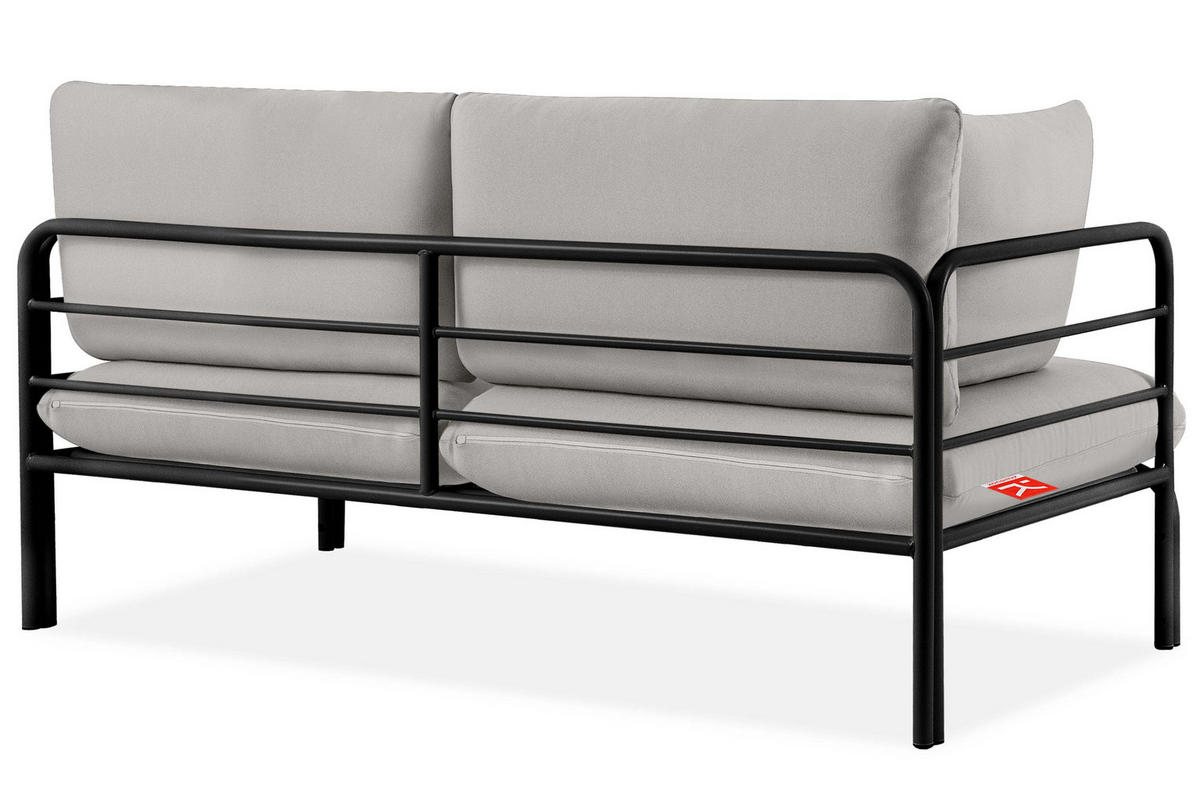GARTENSOFA RAMBE 2-Personen mit Kissen, Anthrazit/Hellgrau - Dunkelgrau/Hellgrau, Textil/Metall (150/80/80cm) - KONSIMO®