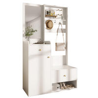GARDEROBE 105 cm Spiegel Haken Stauraum - Weiß, Holzwerkstoff (105/180/38cm) - LEBENLANG