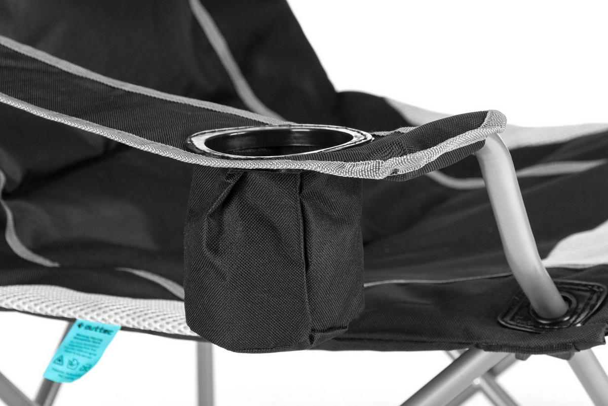 CAMPINGSESSEL bis 130 kg, mit Getränkehalter und Tragetasche - Schwarz, Textil/Metall (89/104/56cm) - Outtec