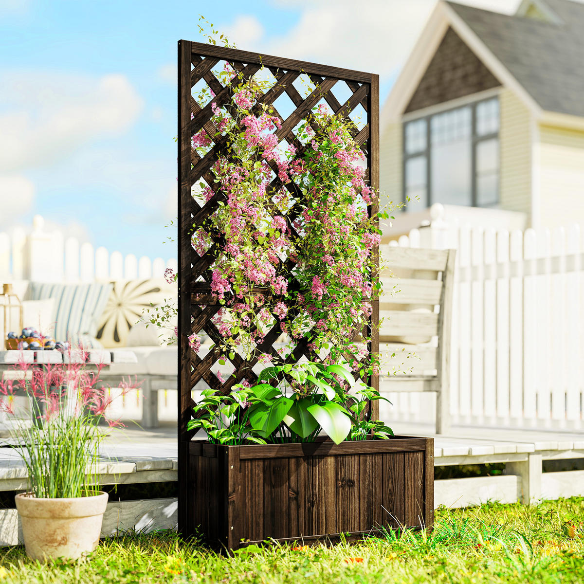 PFLANZENKASTEN, Braun - Braun, Holz (31.5/149.5/72.5cm) - Outsunny