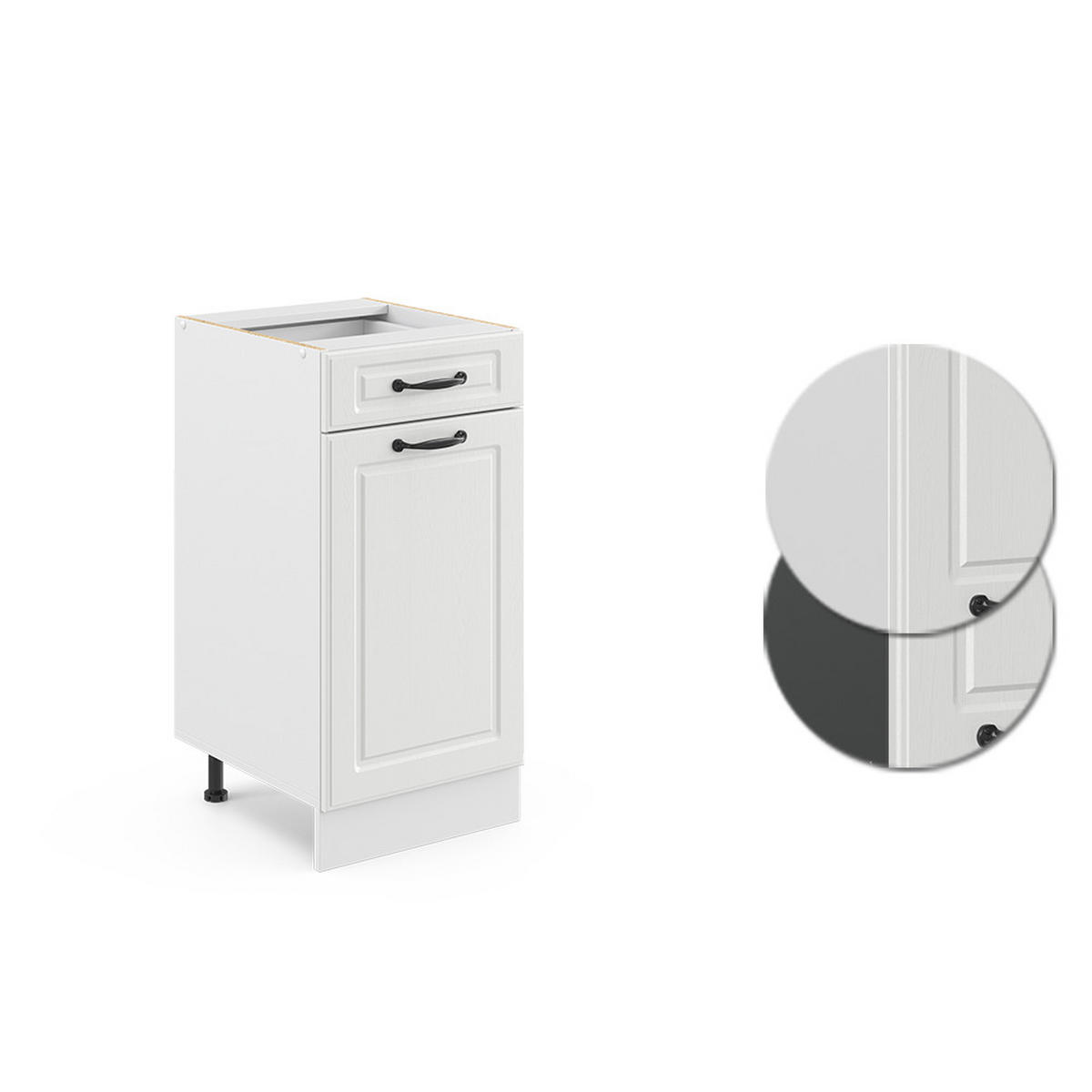 KÜCHENUNTERSCHRANK R-Line Weiß Landhaus 40 cm ohne AP - Creme/Weiß, Holzwerkstoff (40/81.6/46cm) - Vicco