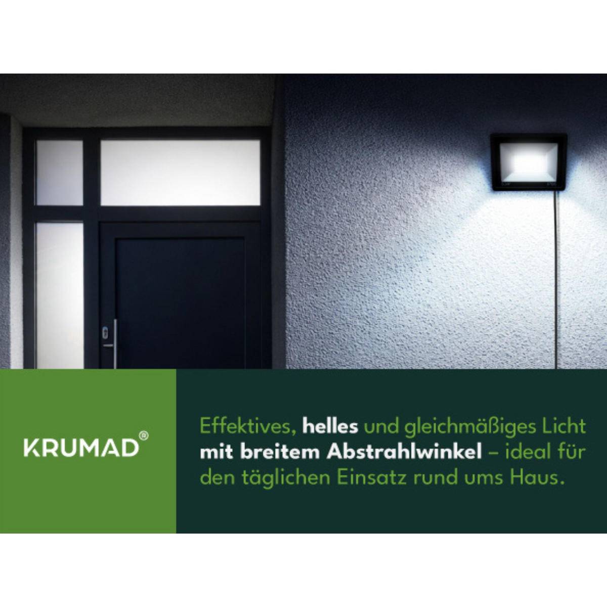 LED STRAHLER 50W, Aussenlampe mit Bewegungsmelder - Schwarz, Kunststoff (20.4/20.4/16cm) - KRUMAD