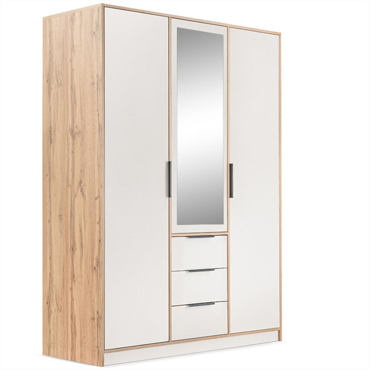 DREHTÜRENSCHRANK Livo mit 3 Türen und 3 Schubladen, kaschmir+eiche Wotan, 150 cm - Kaschmir/Eiche Wotan, Holzwerkstoff (150/200/57cm) - Beautysofa