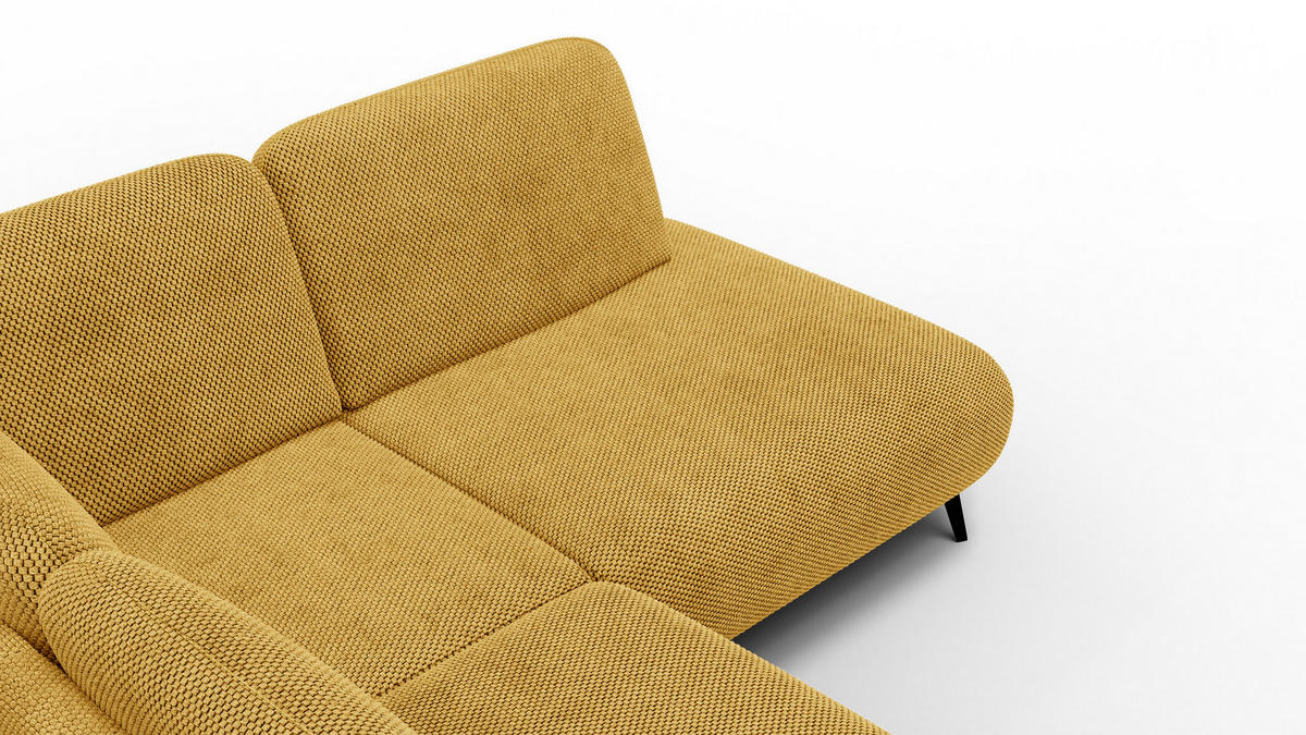 ECKSOFA FEBE 5-Sitzer rechts, dunkelgelb - Gelb/Schwarz, Holz/Textil (271/190cm) - Courtois Laville
