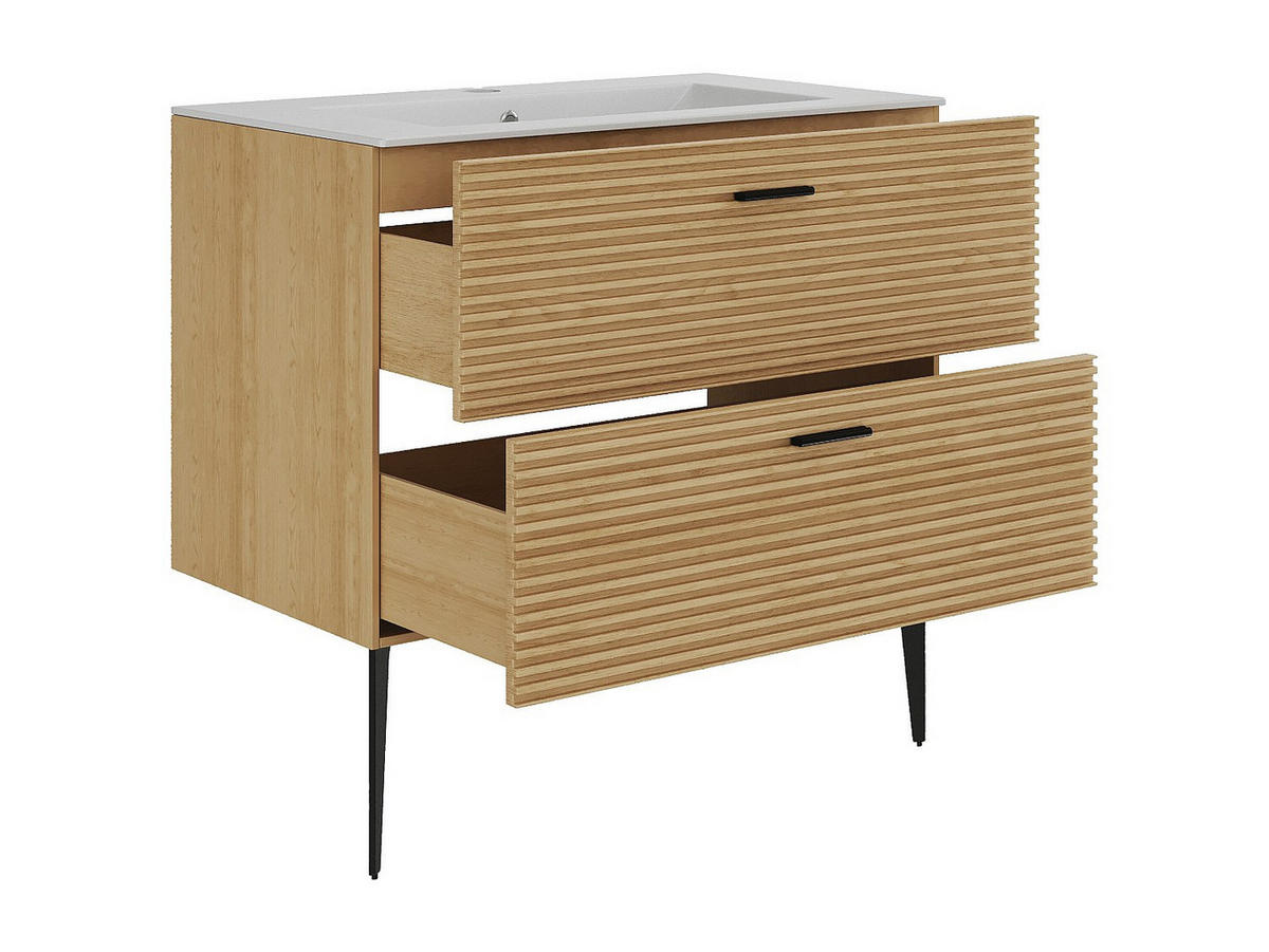 EINZELWASCHTISCH - 80 cm x 46 cm - Holz, Platte - Naturfarben Hell - SARONE - Naturfarben, Holz (80/55/46cm) - Vente-Unique