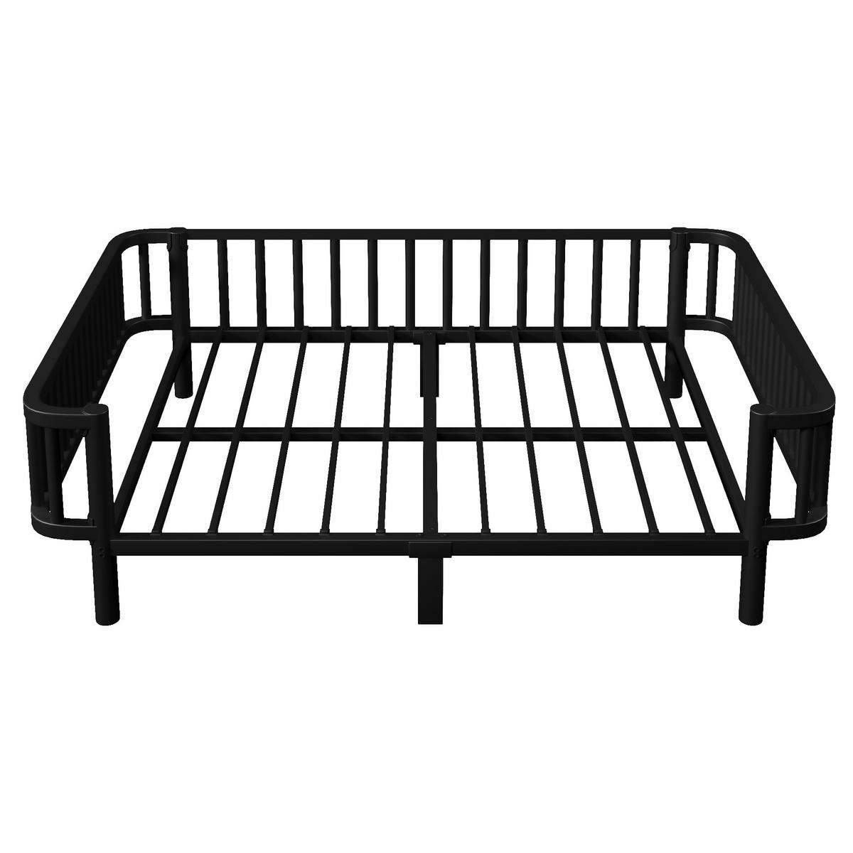 TAGESBETT 140 x 200 cm, stabiles Lattenrost aus Stahl, Schwarz - Schwarz, Metall (140/200cm) - KOMHTOM