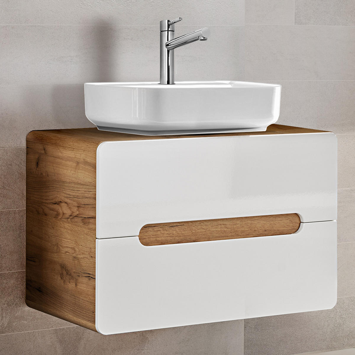 WASCHTISCH Luton-56 - Weiß, Holzwerkstoff (80/67/46cm) - Lomado