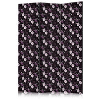 PARAVENT Akustik 3-tlg 135x172 cm V gel und Pfingstrosen - Schwarz, Holz/Textil (135/172/3cm) - Muralo