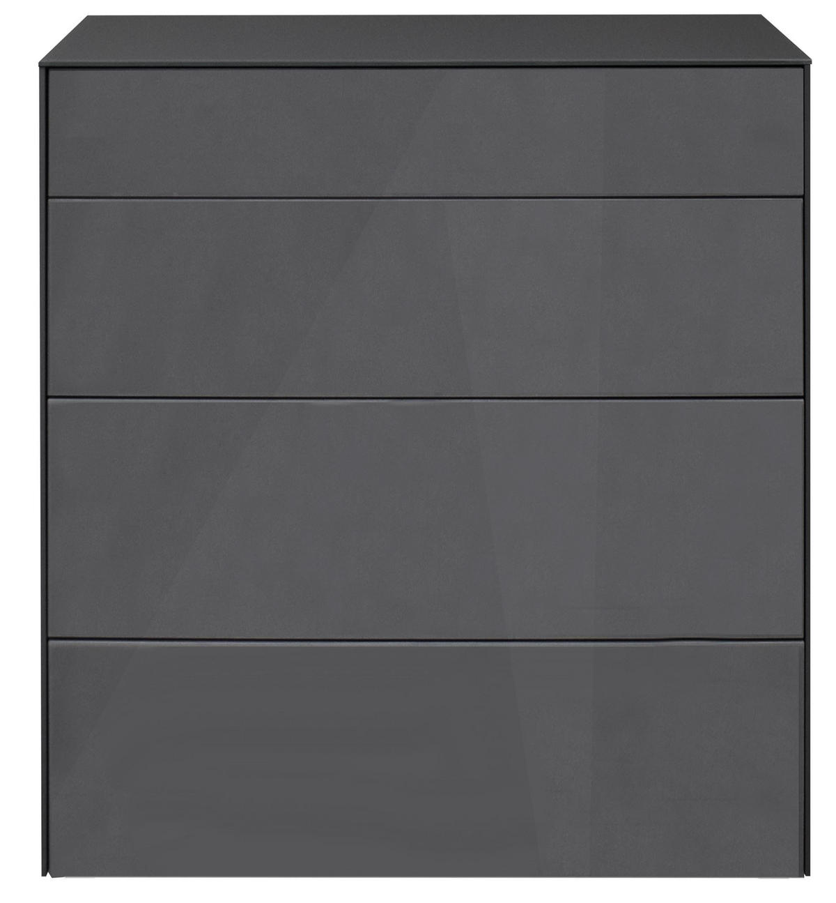 KOMMODE Elfi 82x42x89 Hochglanz Anthrazit/Glas Anthrazit - Anthrazit, Holzwerkstoff (82/89/42cm) - 58aufmkessel