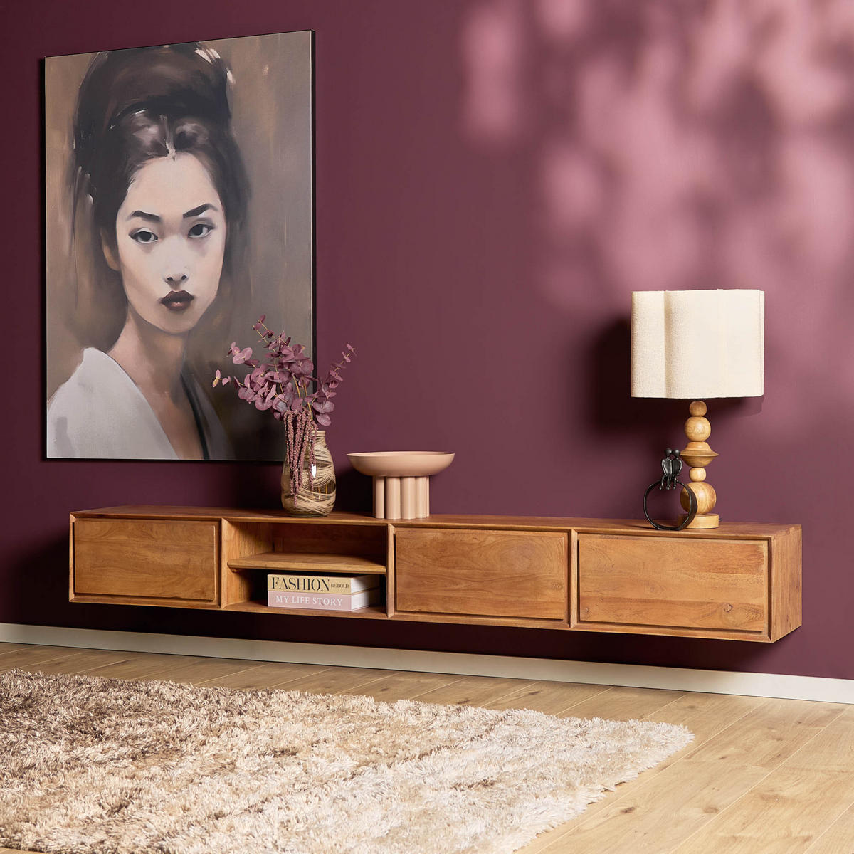 LOWBOARD Mangoholz Naturfarben 240x35x30 cm - Naturfarben, Holz (240/30/35cm)