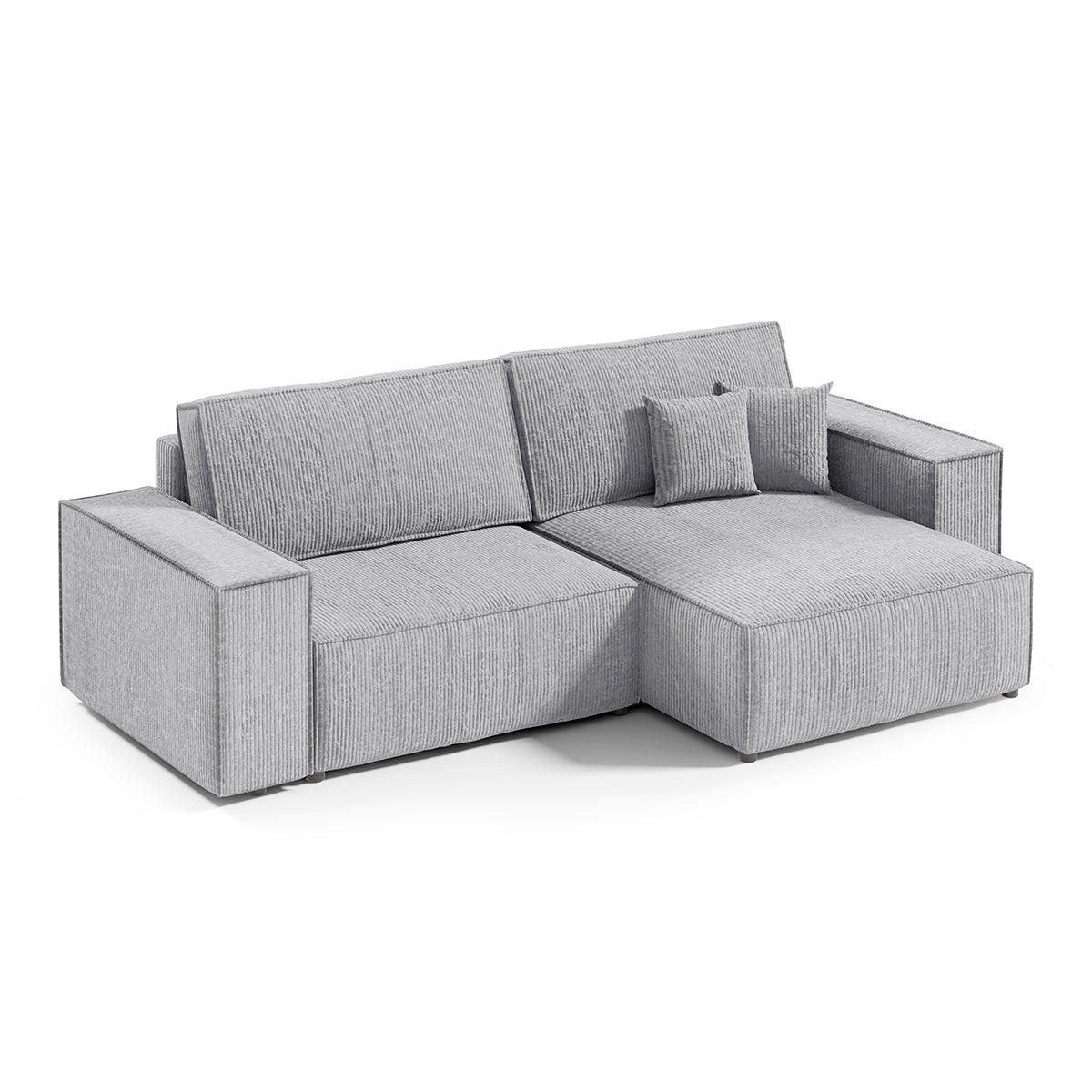 ECKSOFA Isaac 3 Sitzplätze Hellgrau - Grau, Holz (257/148cm) - Petits-meubles