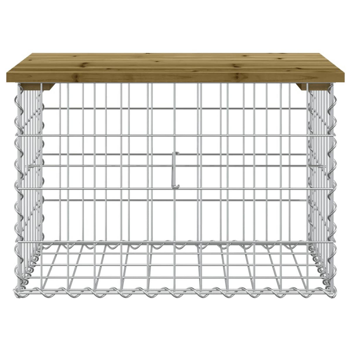 GARTENBANK Gabionen BIKS aus Stahl | 63x44x42cm Kiefernholz Braun - Braun, Metall (63/42/44cm) - DELUKE