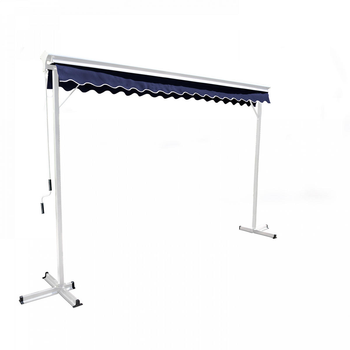 DOPPELSCHRÄGMARKISE 3x3m mit 4 Gewichtsplatten, Blau - Blau, Metall (300/250/300cm) - Oviala