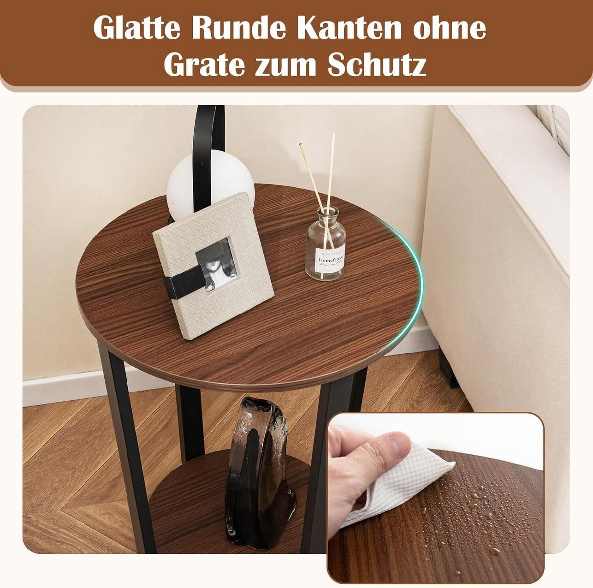 BEISTELLTISCH 56cm Walnuss - Walnussfarben, Holz (50/50/56cm) - COSTWAY