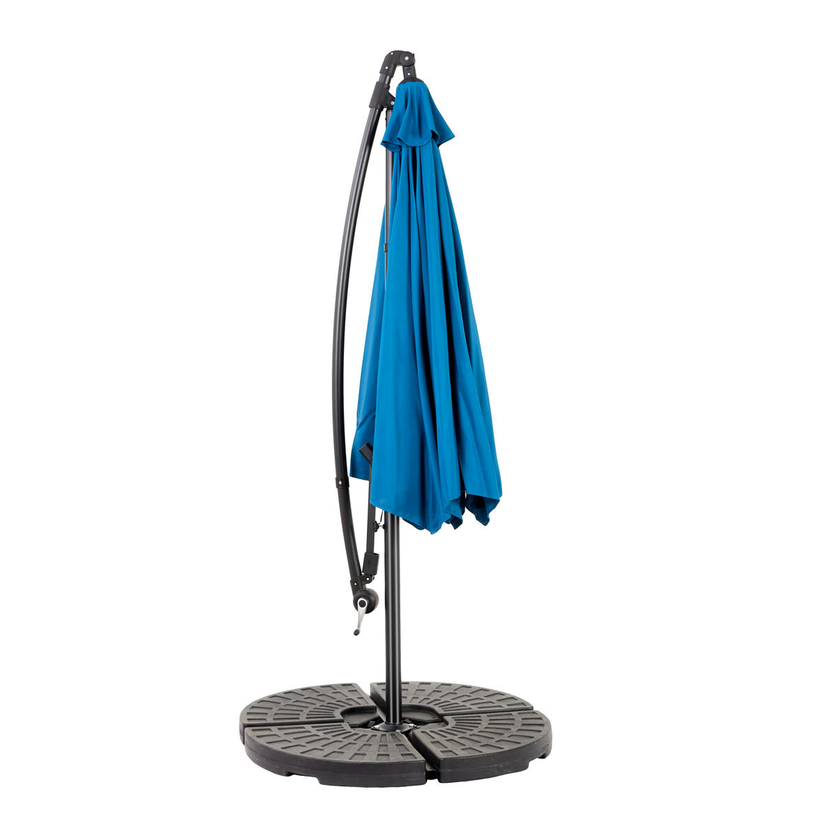 AMPELSCHIRM 294 cm Blau Stahl Hängender Gartenschirm mit Kurbel & Neigungsfunktion für Terrasse - Dunkelblau, Metall (294/294cm) - Urban Meuble