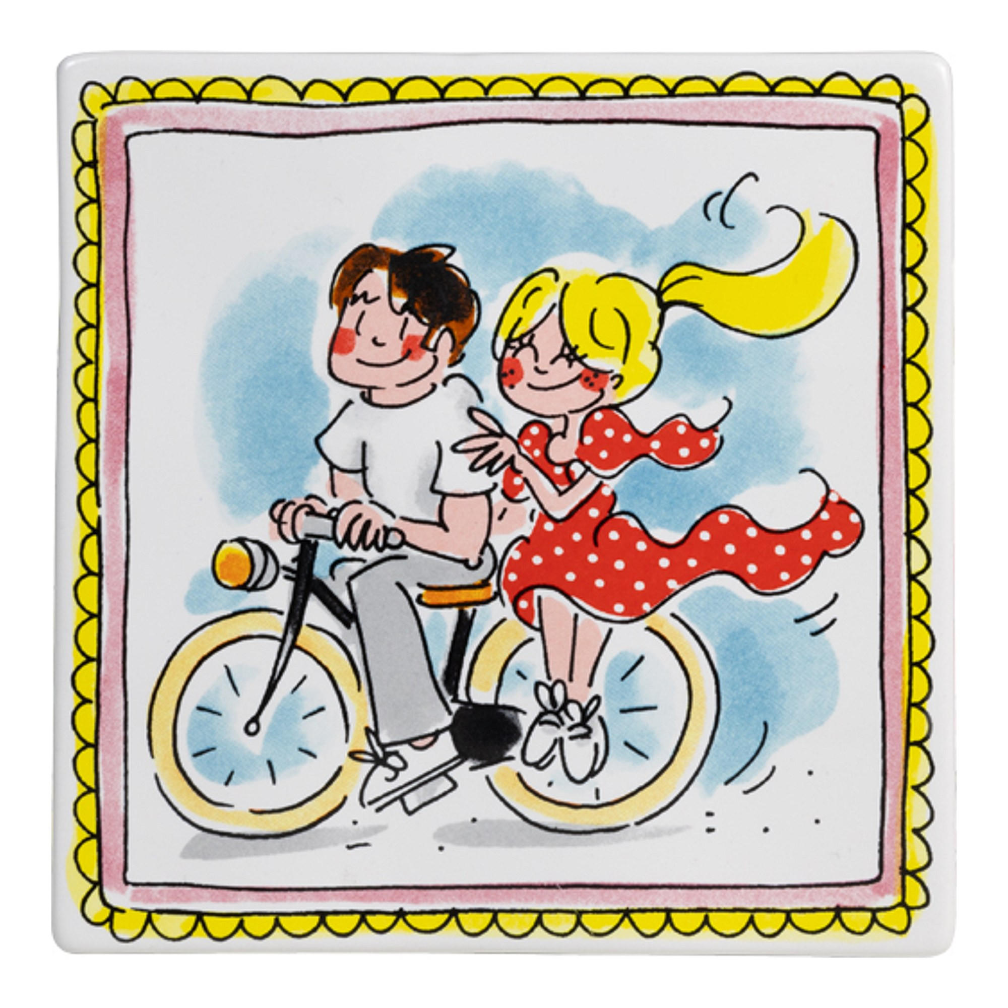 FLIESE Hinten auf dem Fahrrad in Bunt - 13cm - Multicolor, Keramik (13/0.5/13cm) - Blond Amsterdam