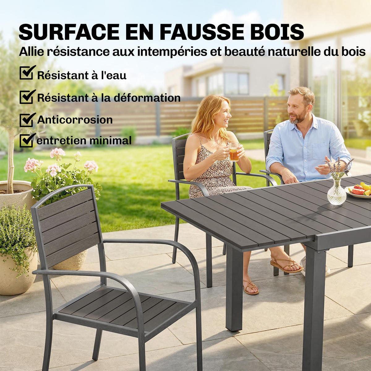 GARTENTISCHGRUPPE DE-18128 ausziehbar 150-225 cm, 8 Aluminium-Stühle Grau - Grau, Metall - ComfortXL