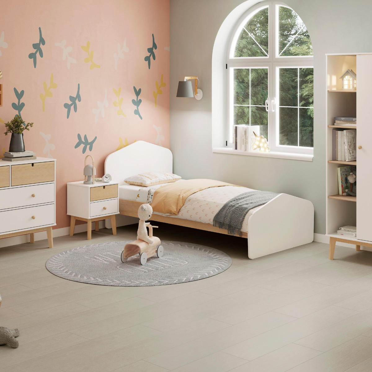 SPACÍ plocha postele 90x190 cm - LÉONIE - bílá, dřevo (190/90cm) - Calicosy
