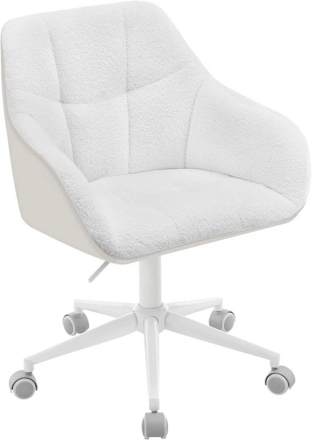 DREHSTUHL höhenverstellbar, Bouclé-Sitz, Creme+Beige - Beige/Creme, Kunststoff/Textil (61/81/56cm) - Woltu