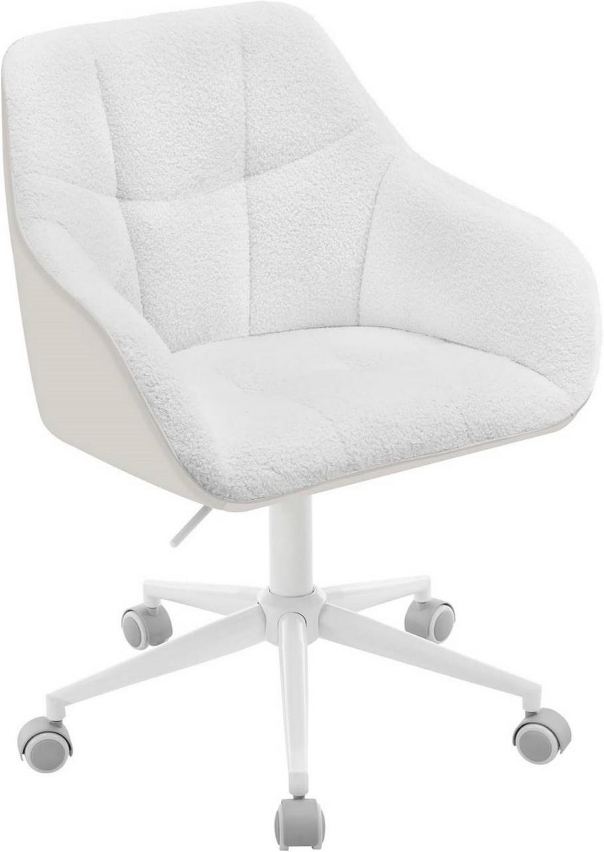 DREHSTUHL höhenverstellbar, Bouclé-Sitz, Creme+Beige - Beige/Creme, Kunststoff/Textil (61/81/56cm) - Woltu