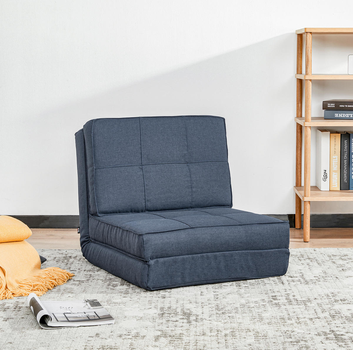 BODENSESSEL 3-in-1 mit verstellbarer Rückenlehne 61/73/58 cm Blau - Blau, Textil (73/58/61cm) - Redom