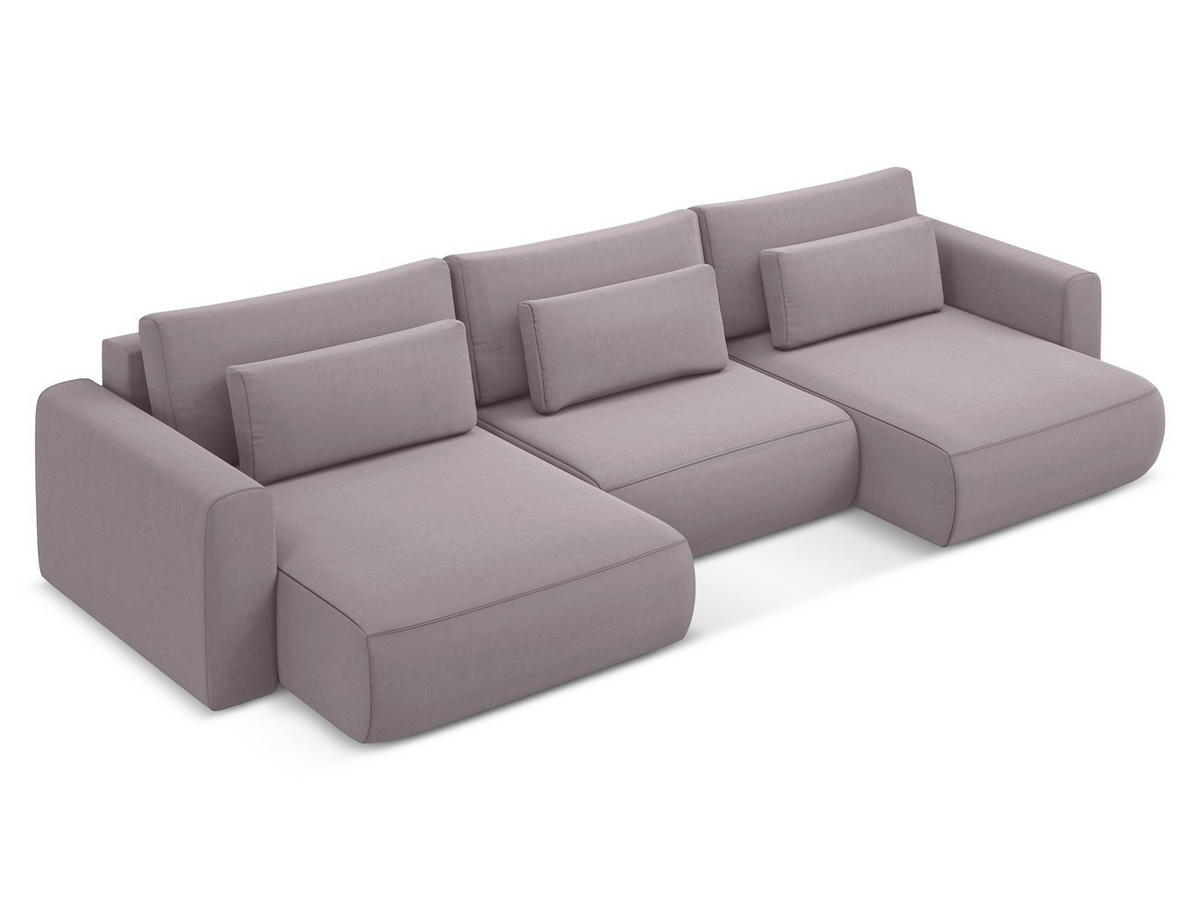 WOHNLANDSCHAFT Samt Stoff Violett - Lila/Flieder, Kunststoff/Textil (340/82/149cm) - Makamii