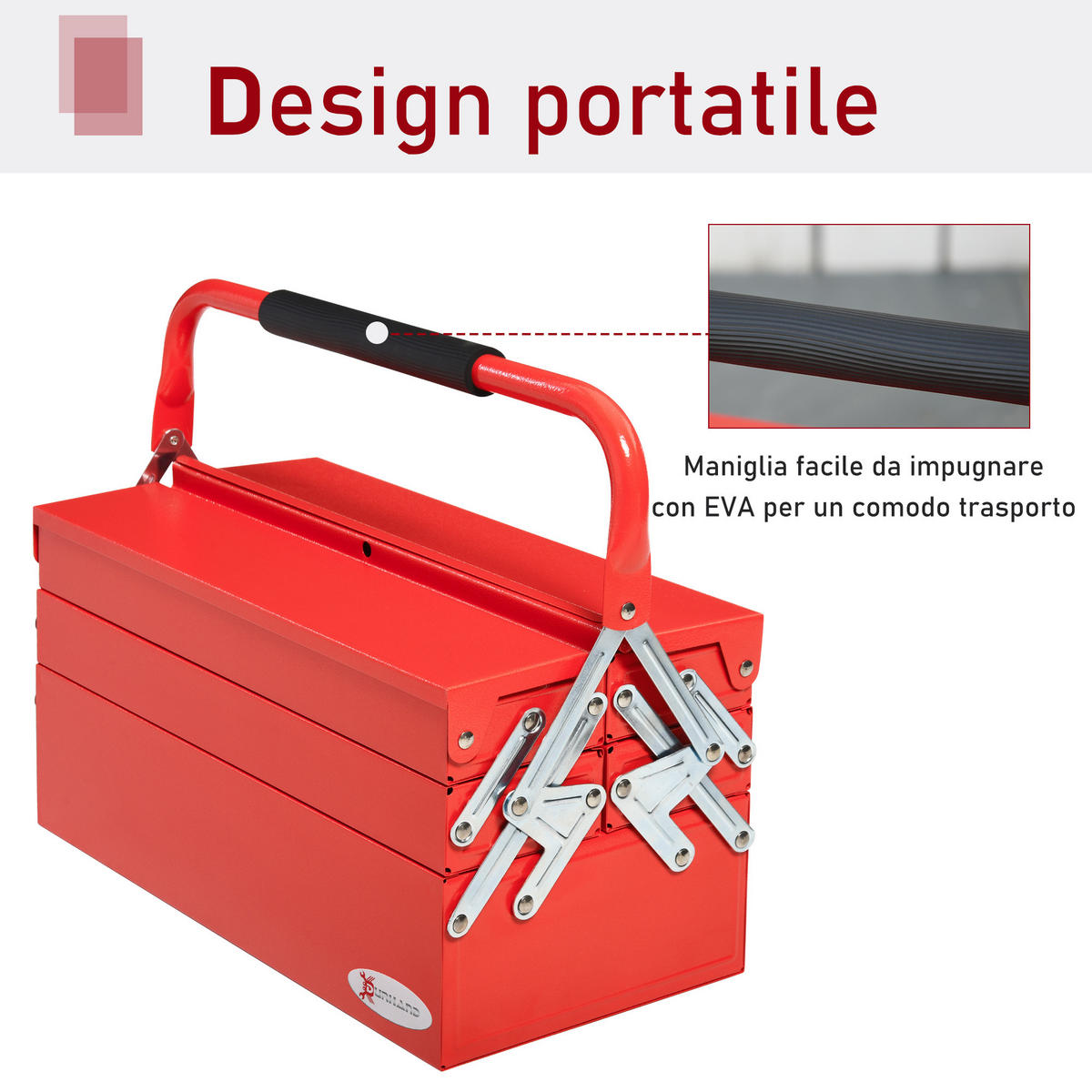 WERKZEUGKASTEN, Faltbarer Metallkasten mit 5 Ablagen, Rot - Multicolor, Kunststoff (20/34.5/45cm) - FORIOUS