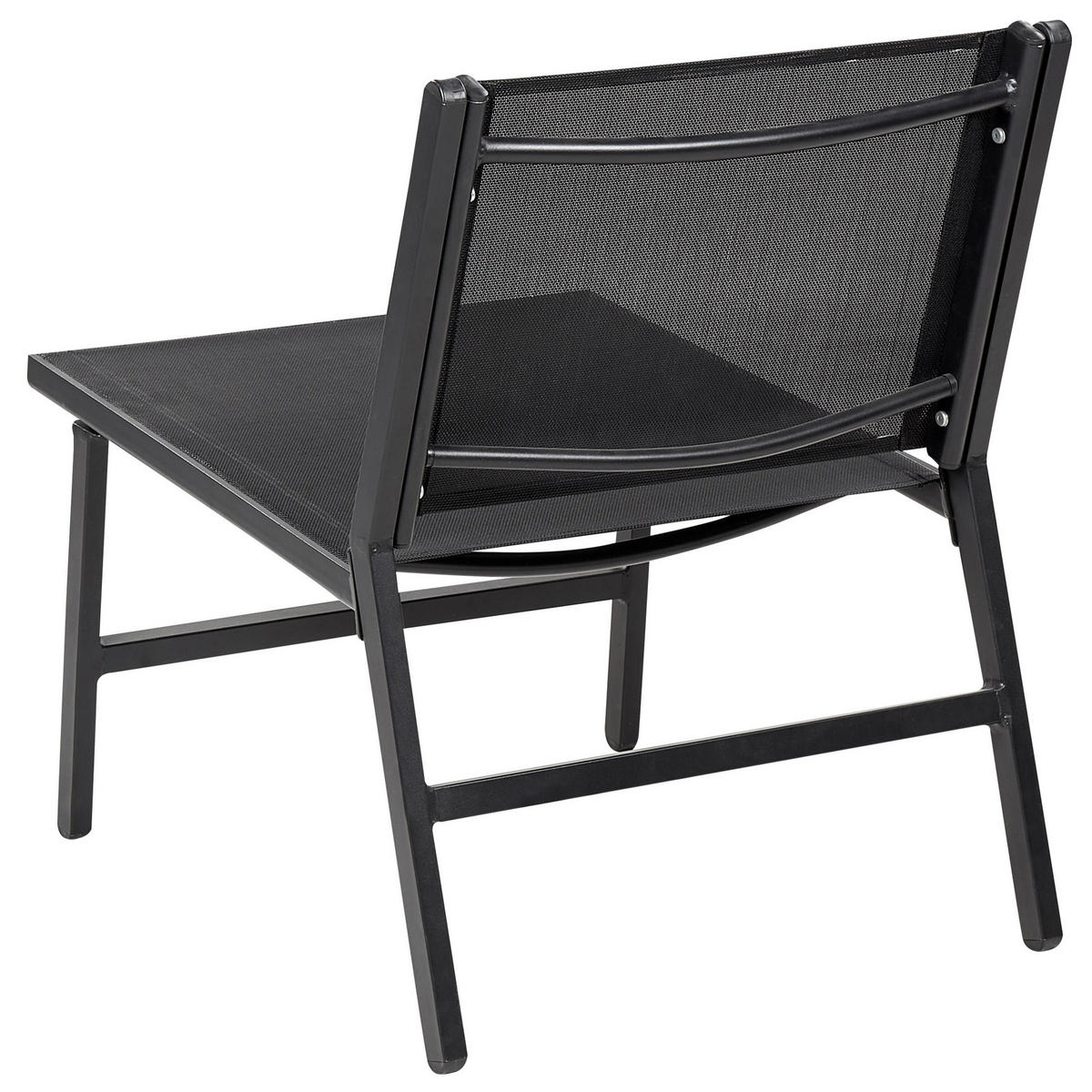 GARTENSTUHL 2er-SET Aluminium schwarz mit Fußhocker Marceddi - Schwarz, Textil (54/70/60cm) - Beliani