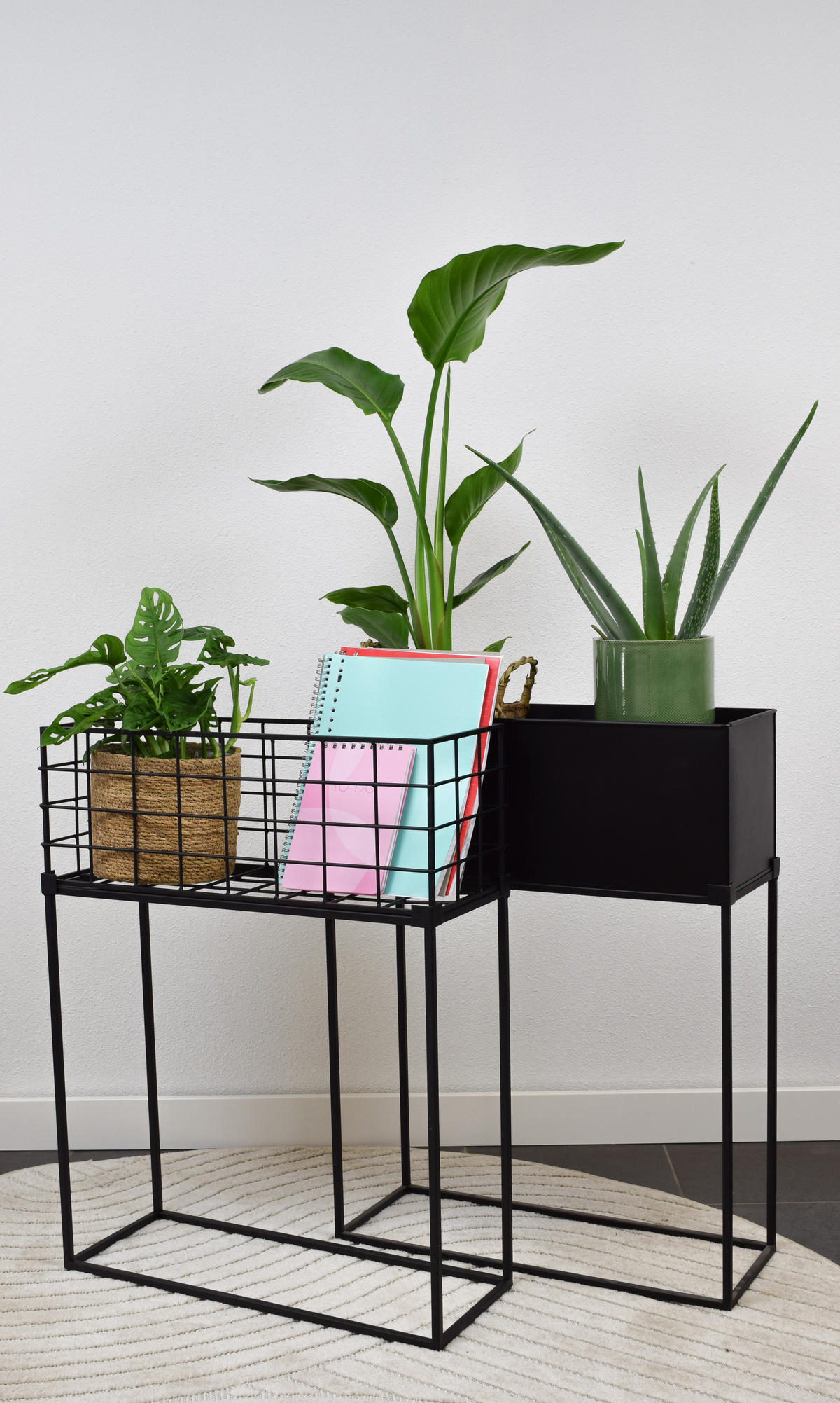 STEHENDER PFLANZKÜBEL Flora Schwarz - Schwarz, Metall (55/70/20cm) - LOFT42