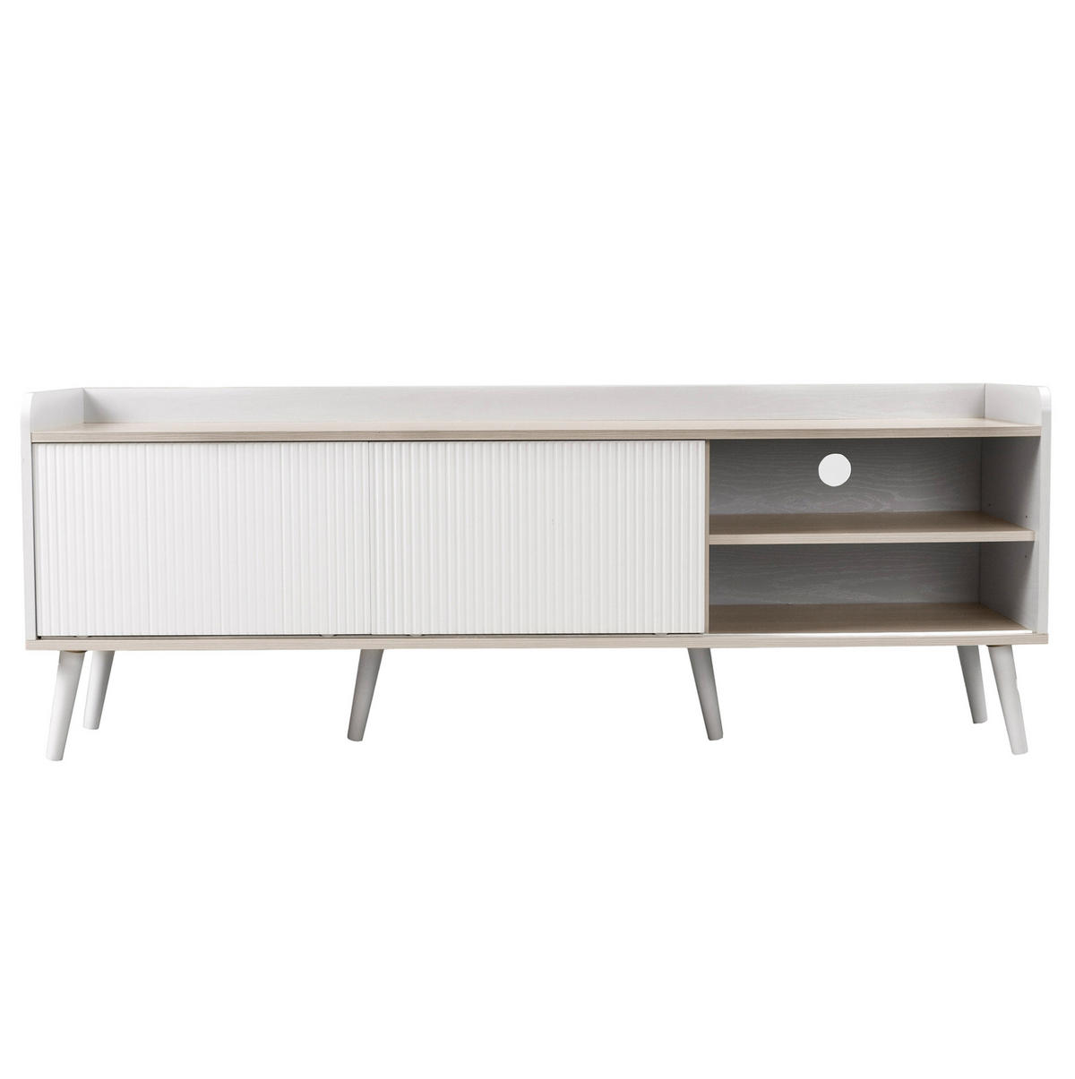 TV-LOWBOARD 160/40/58 cm mit 2 Schiebetüren und 2 Schubladen - Weiß, Holzwerkstoff (160/58/40cm) - BEAOK