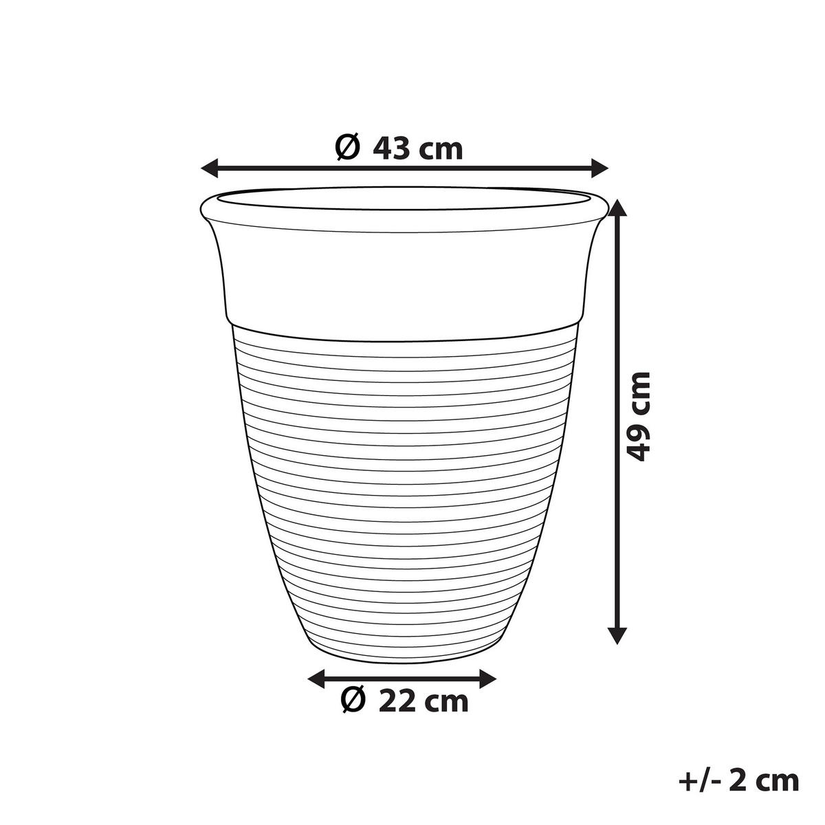 BLUMENTOPF grau rund 43/43/49 cm Katalima - Grau, Stein (49cm) - Beliani