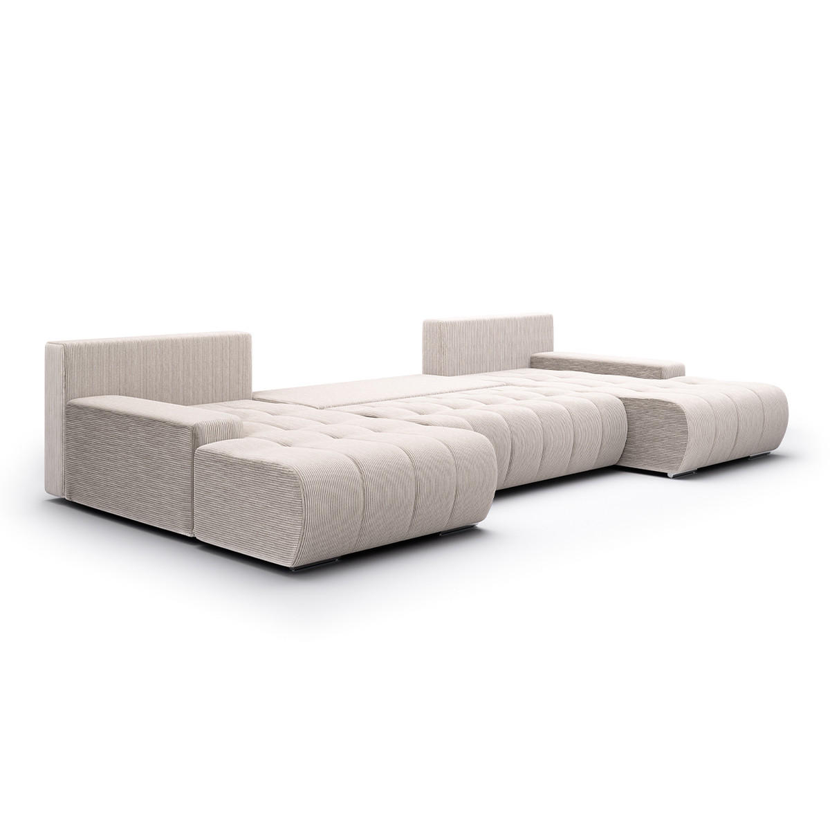 PANORAMASOFA Jonas 5 Sitzplätze Gebrochenes Weiß - Weiß, Holz (350/85/185cm) - Petits-meubles