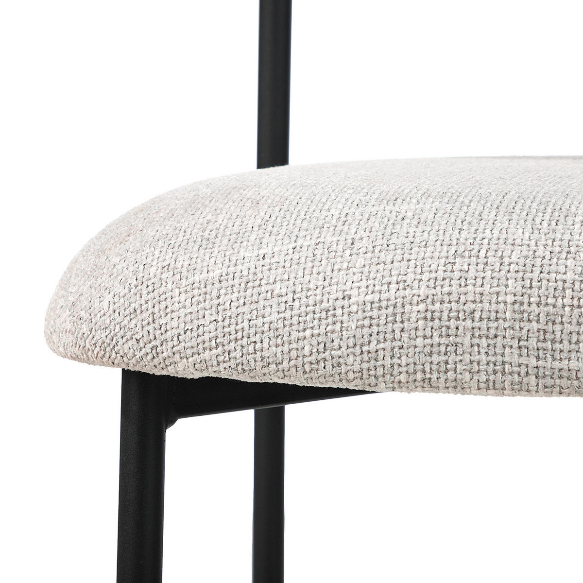 POLSTERSTUHL - 2er-Set - Strukturstoff / Edelstahl - Hellgrau/Schwarz, Textil/Metall (55/79/58cm) - home24