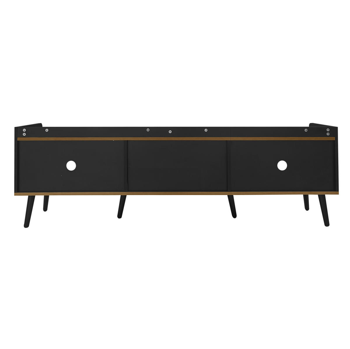 LOWBOARD 160/39/49.5 cm Schwarz/Natur aus MDF und Spanplatte mit 3 Türen - Schwarz, Holzwerkstoff (39/49.5/160cm) - OKMYHOME
