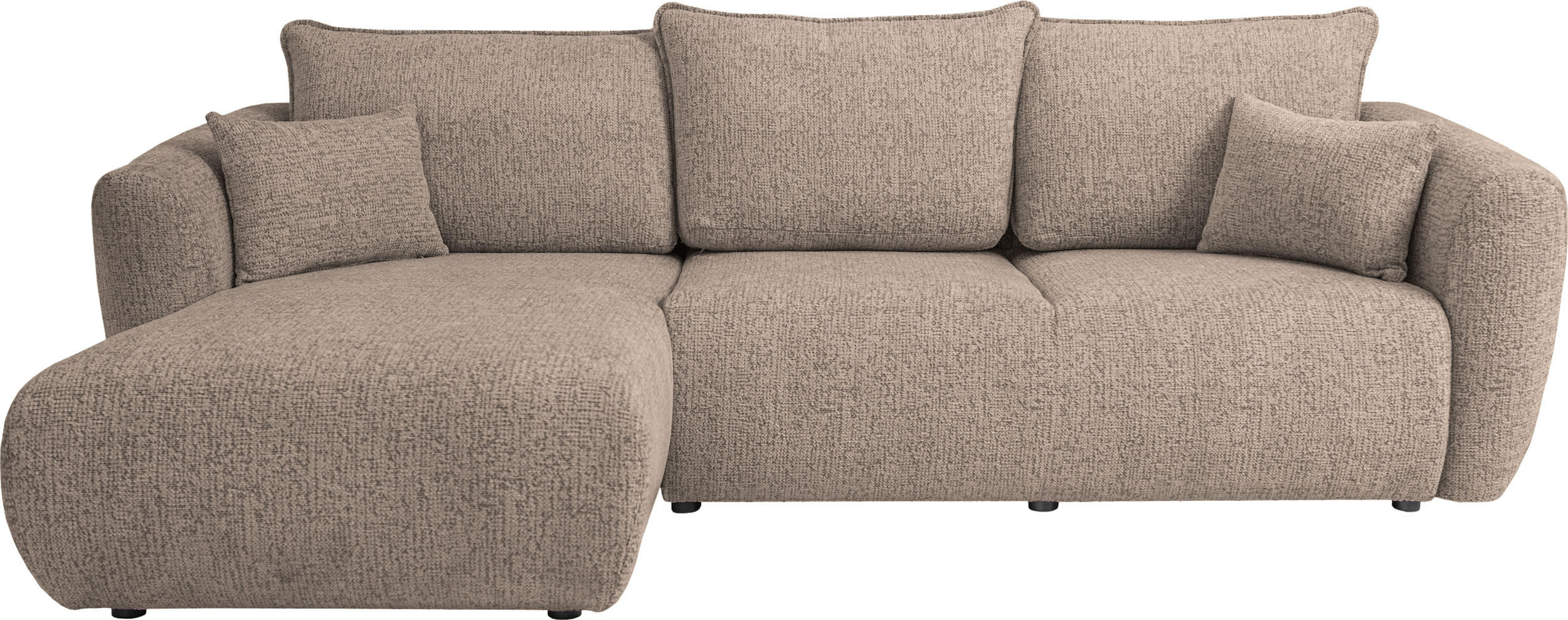 ECKSOFA Fabio mit Bettkasten, Strukturiert Dunkelbeige 255/165/91 cm - Beige/Schwarz, Textil (255/165cm) - WFL GROUP