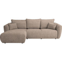 ECKSOFA Fabio mit Bettkasten, Strukturiert Dunkelbeige 255/165/91 cm - Beige/Schwarz, Textil (255/165cm) - WFL GROUP