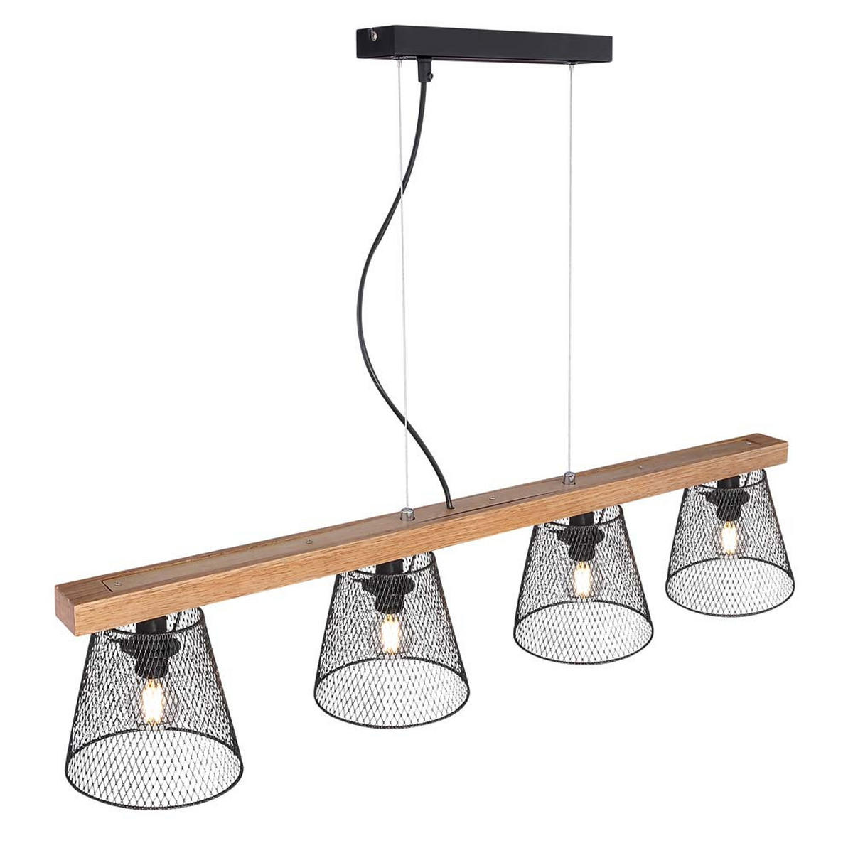 HÄNGELEUCHTE Metall Holzoptik Braun - Braun, Holz (85/15/150cm) - Globo Lighting