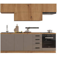 KÜCHENZEILE 240 cm - Langen KL2-M240 in Beige/Artisan Eiche - Beige/Schwarz, Holz/Metall (240/212/58cm)